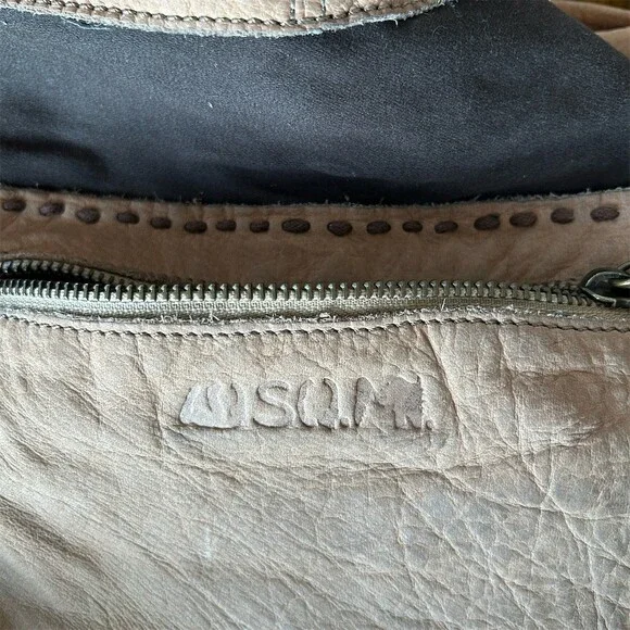 49 Square Miles Nubuck Leather Slouchy Hobo Shoulder Bag Perforated Tan Tote - Picture 13 of 14